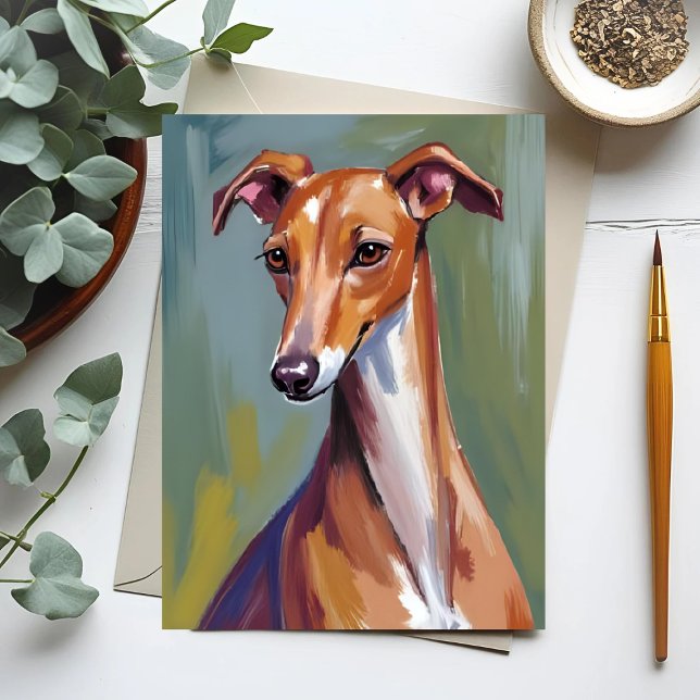Carte Postale Peinture de chien Lévrier Italien (Créateur téléchargé)