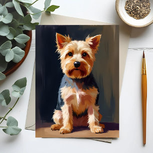 Carte Postale Peinture de chien Terrier Yorkshire animal de comp