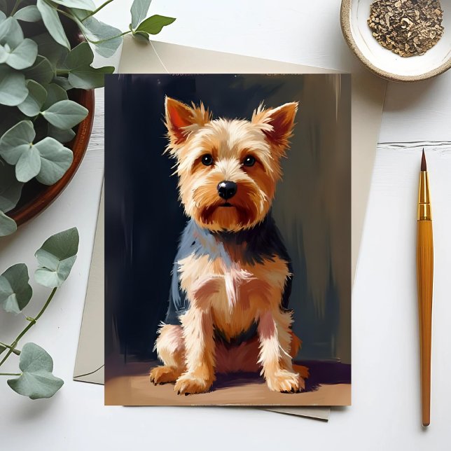 Carte Postale Peinture de chien Terrier Yorkshire animal de comp (Créateur téléchargé)