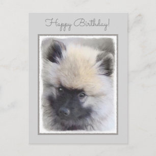 Carte Postale Peinture de chiot de Keeshond - jolie art de chien