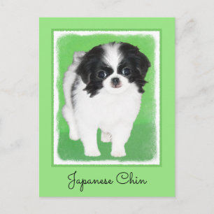 Carte Postale Peinture de chiot Japanese Chin - Art original de 