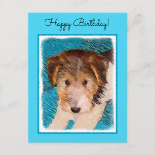 Carte Postale Peinture de chiot Terrier Fox - Art de chien origi