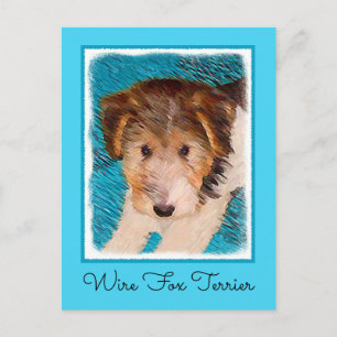 Carte Postale Peinture de chiot Wire Fox Terrier - Art original 