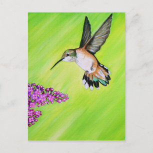 Carte Postale Peinture de colibri et de Lilac