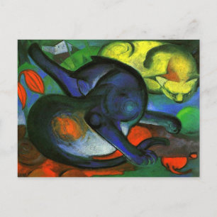 Carte Postale Peinture de deux chats
