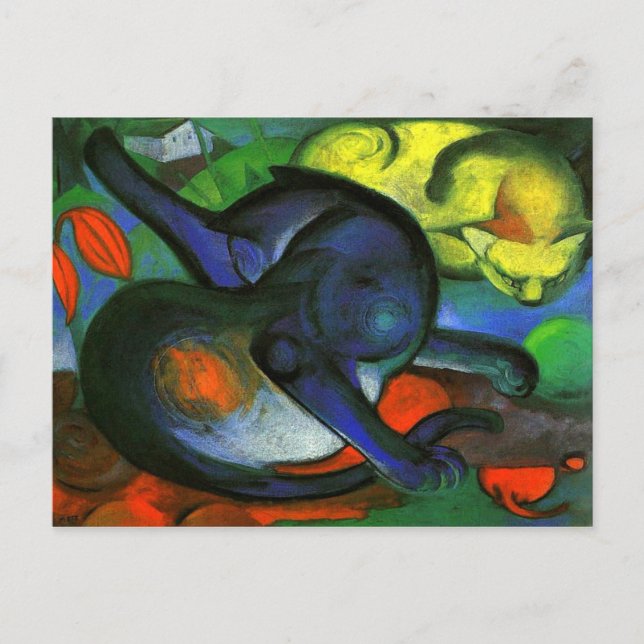 Carte Postale Peinture de deux chats (Devant)