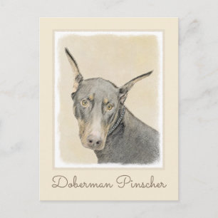 Carte Postale Peinture de Doberman Pinscher - Art original de ch