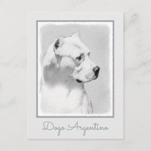 Carte Postale Peinture de Dogo Argentino - Art canin original