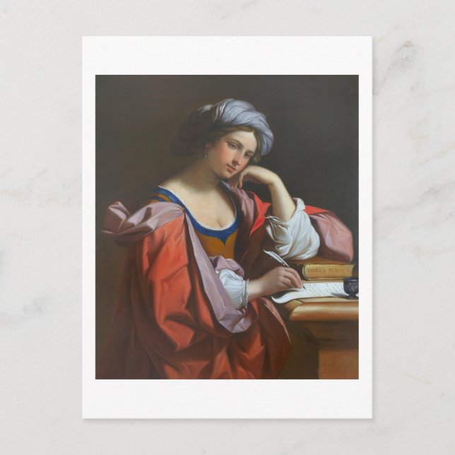 Carte Postale Peinture de femme écrivant (Devant)