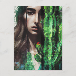 Carte Postale Peinture de femme et de cactus