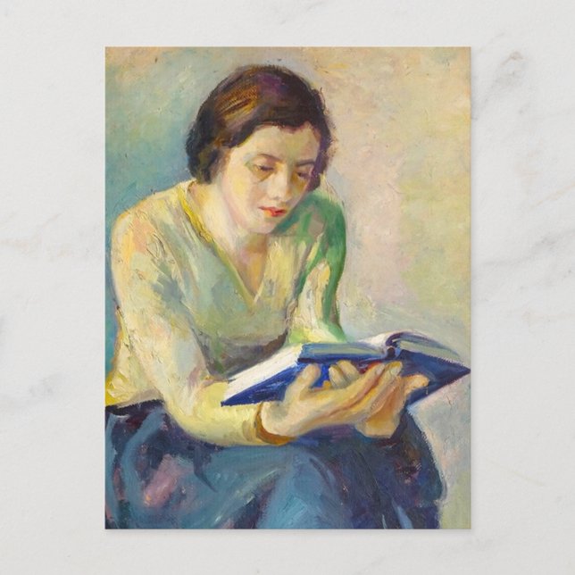 Carte Postale Peinture de femme lisant (Devant)