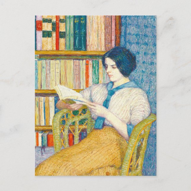 Carte Postale Peinture de femme lisant (Devant)