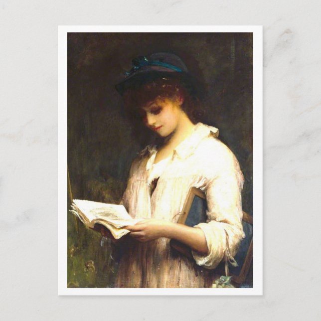 Carte Postale Peinture de femme lisant (Devant)
