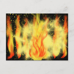Carte Postale Peinture de flammes jaunes et orange HC Art