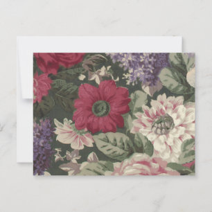 Carte Postale Peinture de fleurs vintage rouge rose bleu blanc