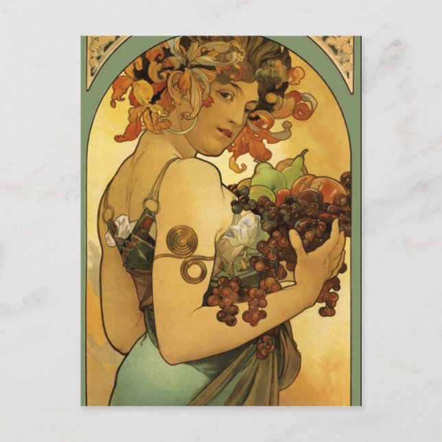 Carte Postale Peinture de fruits Alphonse Mucha (Devant)
