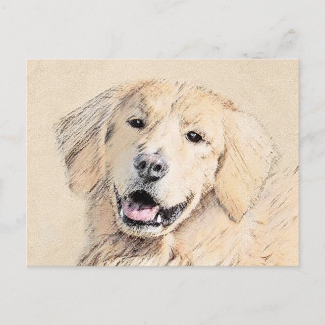 Carte Postale Peinture de Golden Retriever - Art de chien origin (Devant)