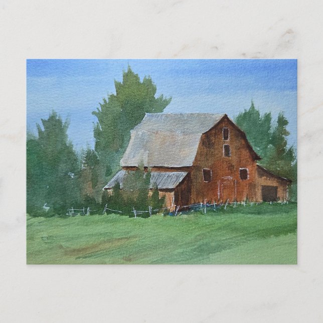 Carte Postale Peinture de grange aquarelle  (Devant)