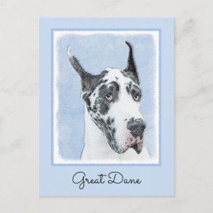 Carte Postale Peinture de Great Dane (Arlequin) - Art original d