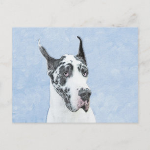 Carte Postale Peinture de Great Dane (Arlequin) - Art original d