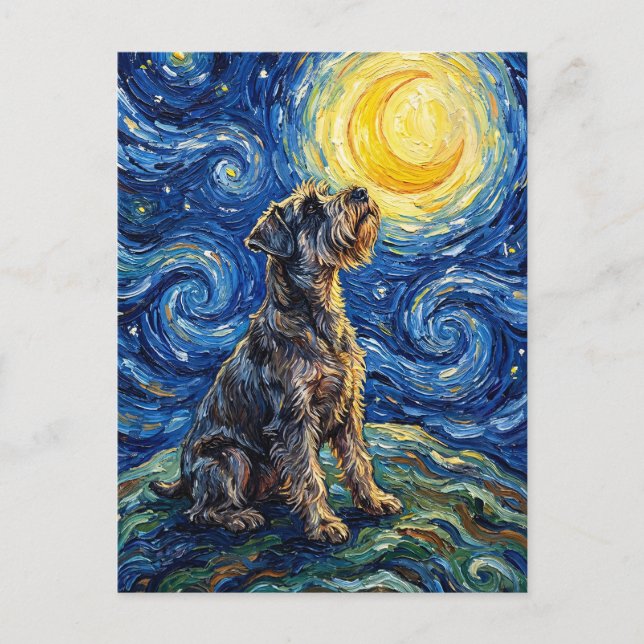 Carte Postale Peinture de la nuit étoilée Schnauzer (Devant)