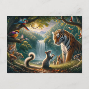 Carte Postale Peinture de la réunion de la forêt enchantée