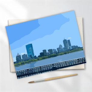 Carte Postale Peinture de la skyline de Boston sur la rivière Ch