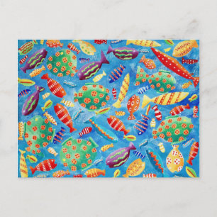 Carte Postale Peinture de la vie marine sous-marine de poissons 