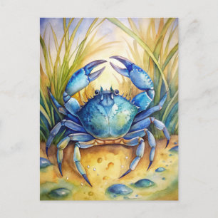 Carte Postale Peinture de la vie océanique de la plage côtière d