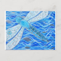 Peinture de libellules bleues et argentées