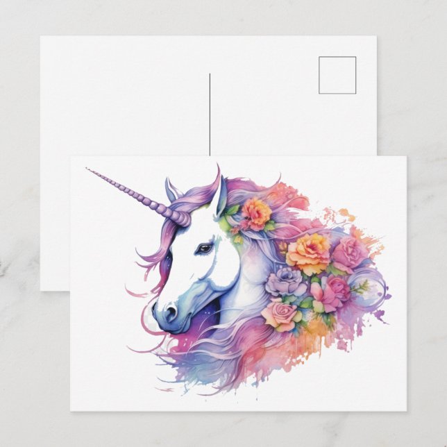 Carte Postale Peinture de licorne 20 x 16 (Devant / Derrière)