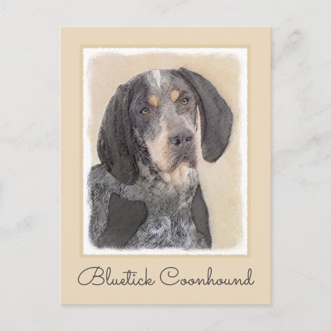 Carte Postale Peinture de linge bluetick - mignon chien original (Devant)