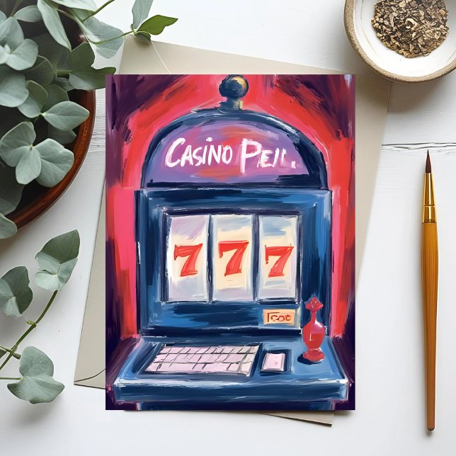 Carte Postale Peinture de machine à sous de casino (Créateur téléchargé)