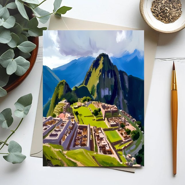 Carte Postale Peinture de Machu Picchu Pérou (Créateur téléchargé)