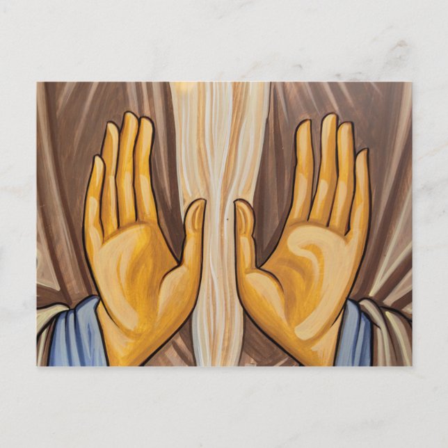 Carte Postale Peinture de mains dans une église (Devant)