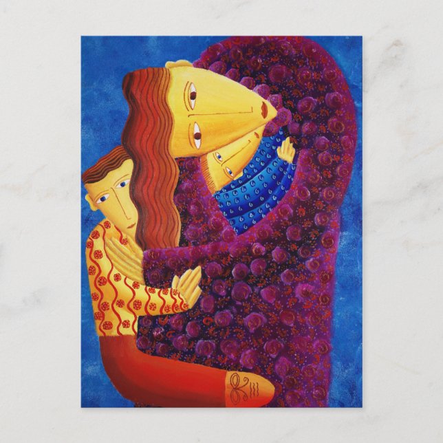 Carte Postale Peinture de mère et fils (Devant)