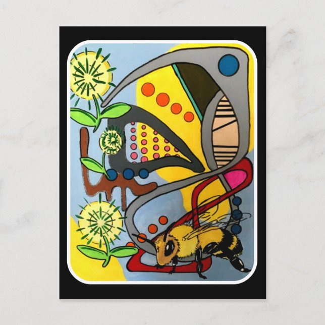 Carte Postale Peinture de 'MidCentury Mod Abstrait Garden Bee' s (Devant)