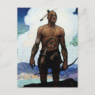 Carte Postale Peinture de NC Wyeth « Le Dernier des Mohicans »