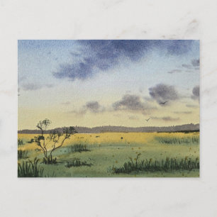 Carte Postale peinture de paysage à l'aquarelle 