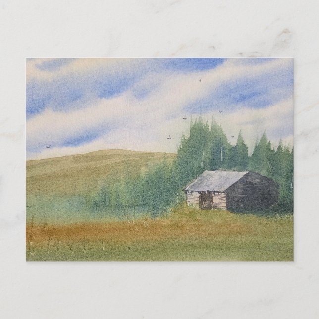 Carte Postale Peinture de paysage à l'aquarelle (Devant)