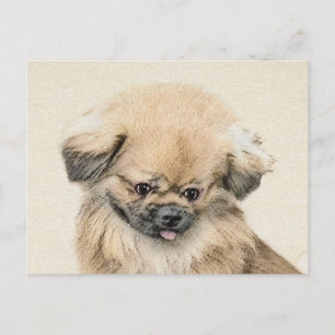 Carte Postale Peinture de Pékinois - Art de chien original migno