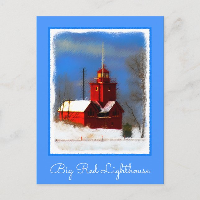 Carte Postale Peinture de phare rouge - Art original (Devant)
