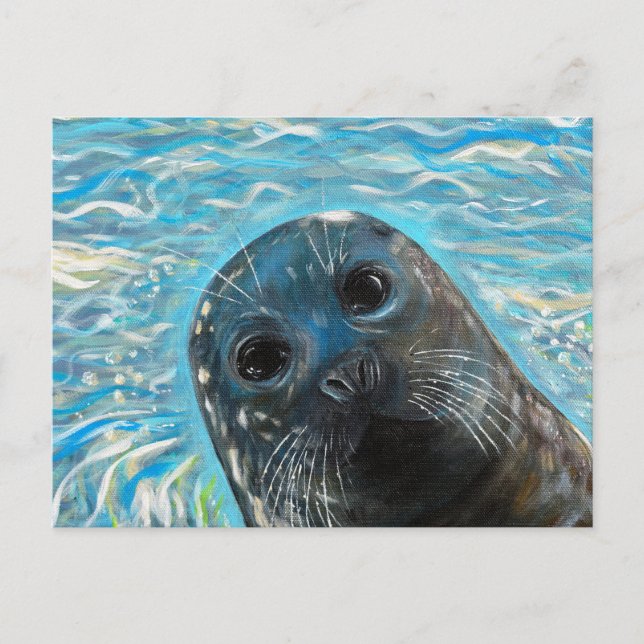 Carte Postale Peinture de phoque en pop-up (Devant)