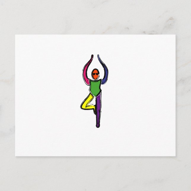 Carte Postale Peinture de pose de yoga d'arbre. (Devant)