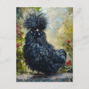 Carte Postale Peinture de poulet noir en Silkie