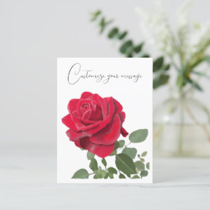Carte Postale Peinture de rose rouge