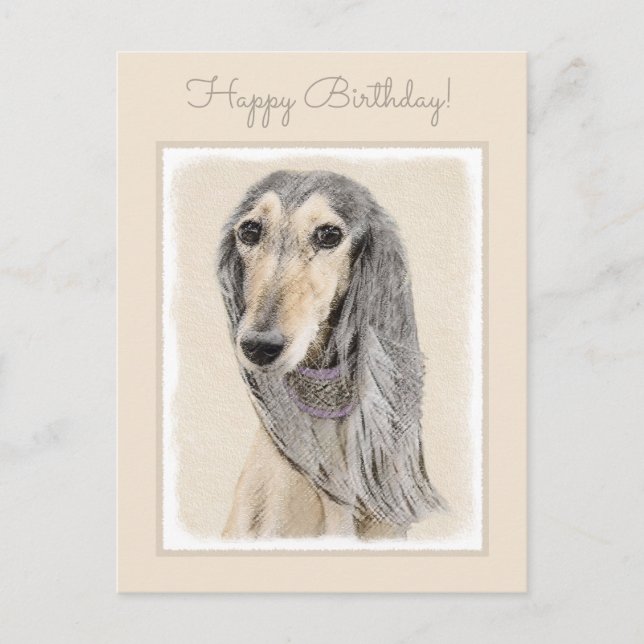 Carte Postale Peinture de Saluki (Faune) - Cute Original Chien A (Devant)