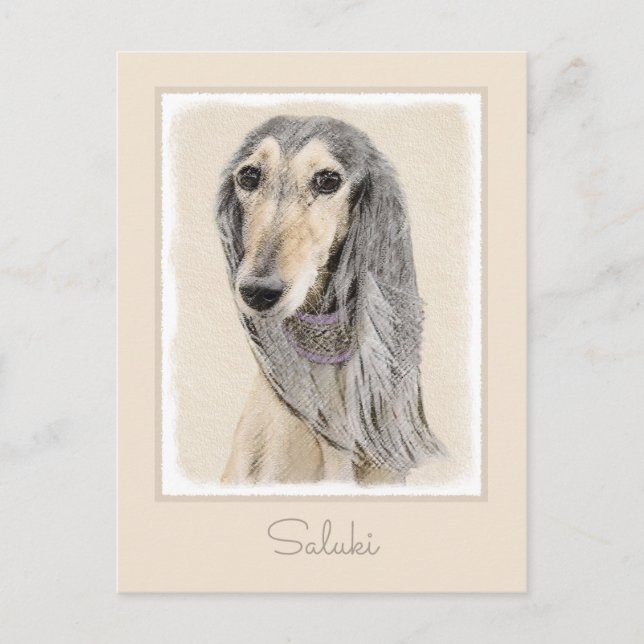 Carte Postale Peinture de Saluki (Faune) - Cute Original Chien A (Devant)