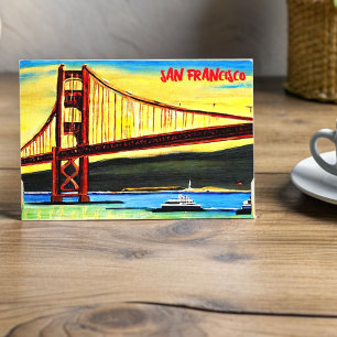 Carte Postale Peinture de San Francisco Golden Gate Bridge