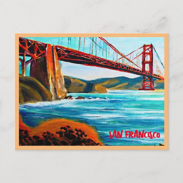 Carte Postale Peinture de San Francisco Golden Gate Bridge (Devant)